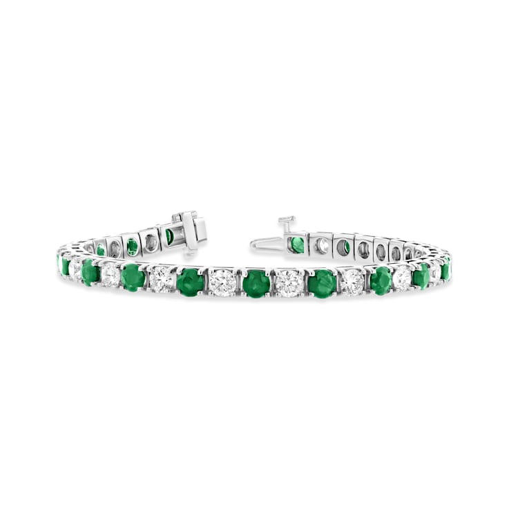 6.25ctw Emerald and Diamond Bracelet in 14k White Gold
