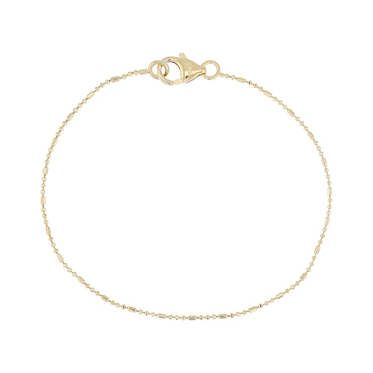 Delicate Gold Bead Bracelet In 18K Gold Over Bronze