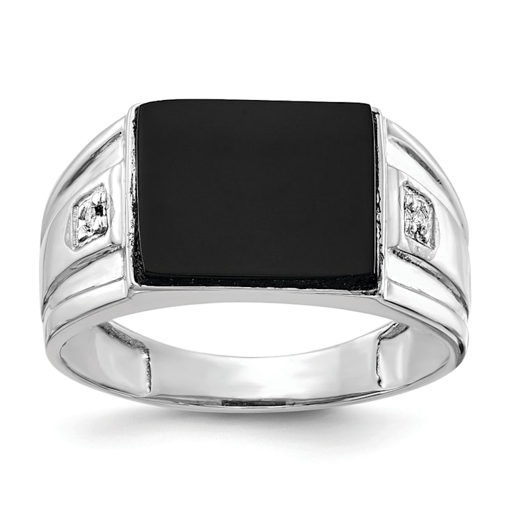 Rhodium Over 10K White Gold AA Diamond men's ring