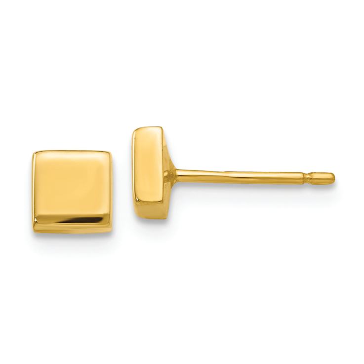 14k Yellow Gold Polished 4.5mm Square Stud Earrings