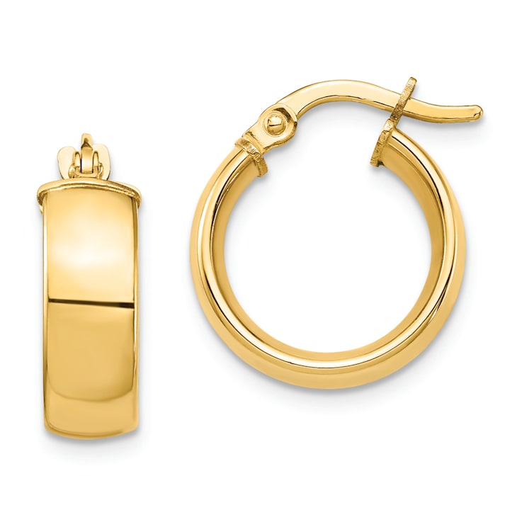 14k Yellow Gold 5/8" High Polished Hoop Earrings