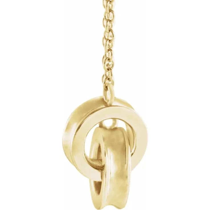 14K Yellow Gold Interlocking Rings Necklace.