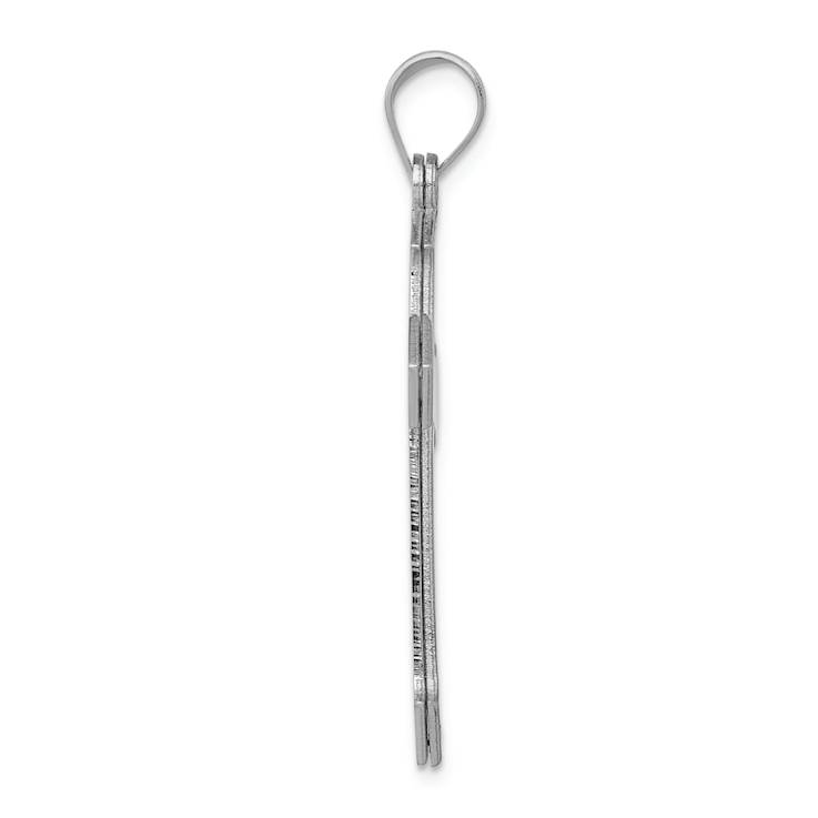 Rhodium Over 14k White Gold Satin Passion Cross Pendant