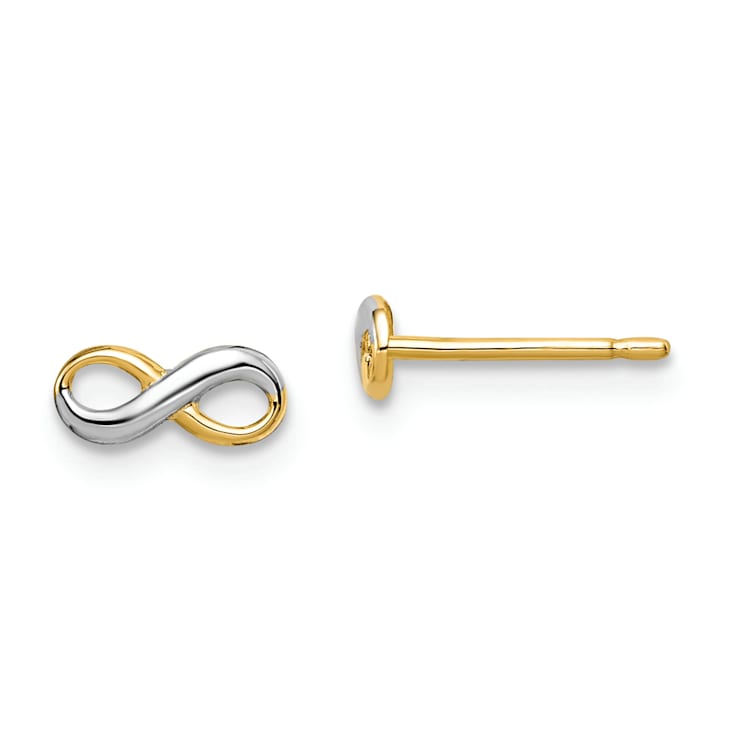 Rhodium Over 14k Yellow Gold Infinity Post Earrings