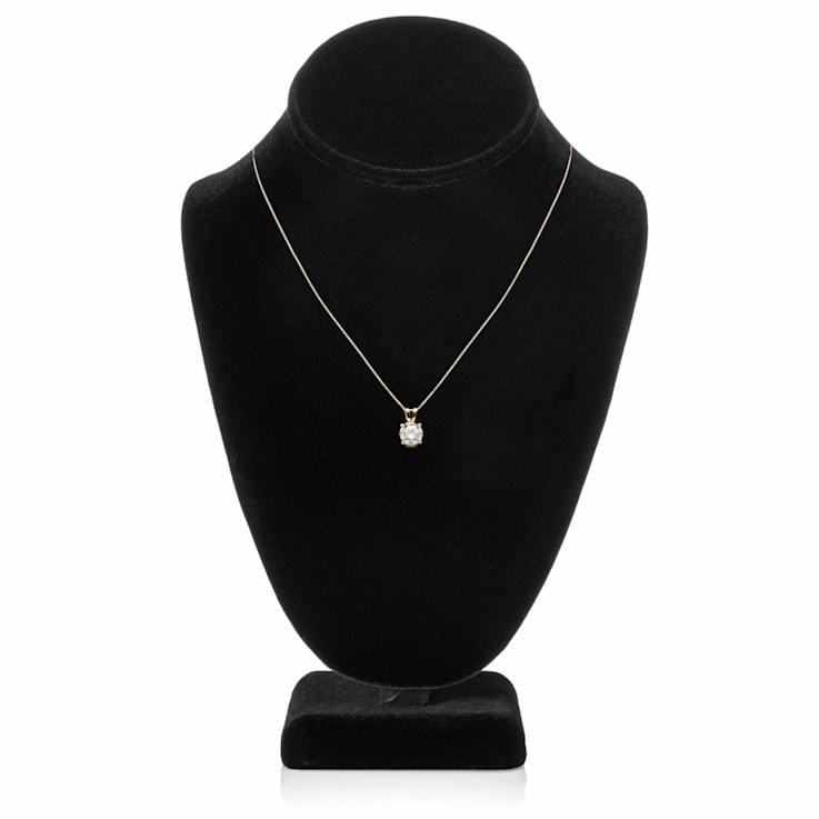 White Cubic Zirconia 14k Yellow Gold Pendant With Chain 1.00ctw