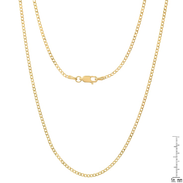Cuban Link Chain Necklace 1.8MM In 14K Yellow Gold Over Sterling Silver
24 Inch
