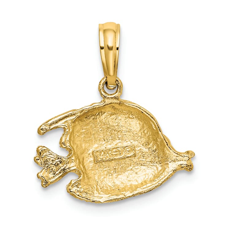 14k Yellow Gold Polished and Textured Fish Charm