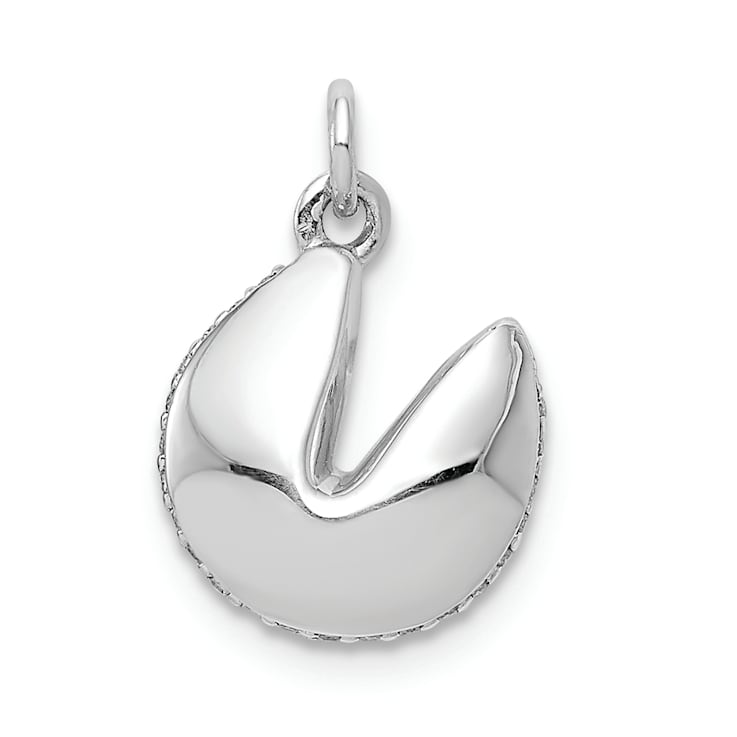 Rhodium Over 14k White Gold Diamond Fortune Cookie Pendant