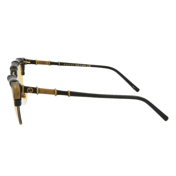 Gucci Black and Gold Tone Frame / Yellow Light Brown Lens Sunglasses
