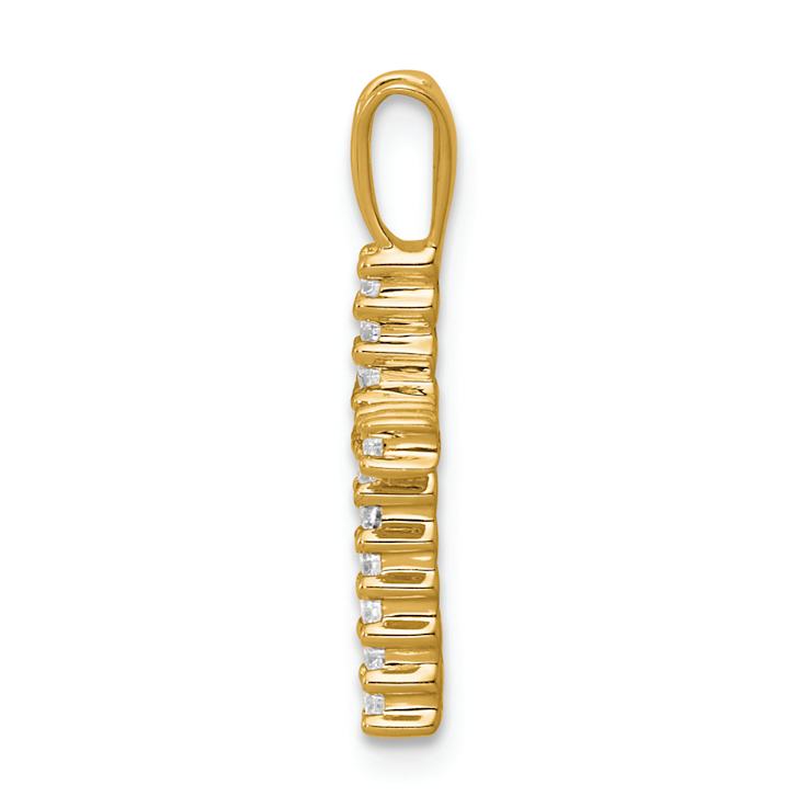 14k Yellow Gold Diamond Latin Cross Pendant