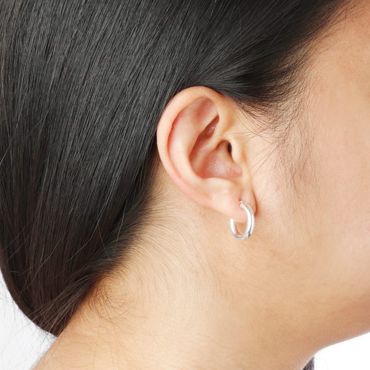 Sterling Silver Polished 1/2" Round Hoop Earrings