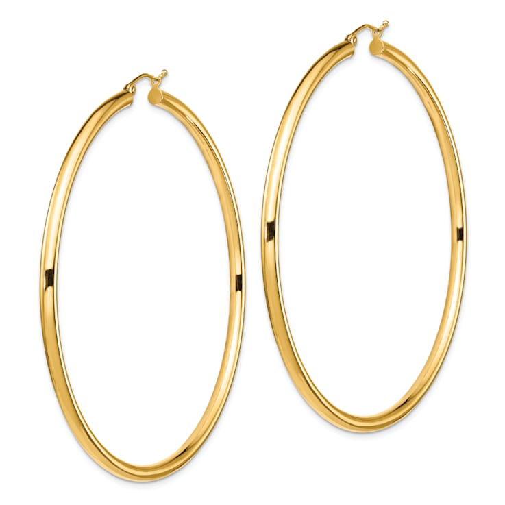 14k Yellow Gold 2 13/16" Polished Tube Hoop Earrings