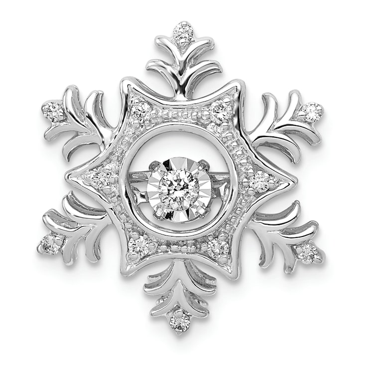 Rhodium Over 14k White Gold Vibrant Moving Diamond Snowflake chain slide