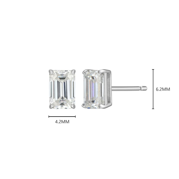 Emerald Cut Moissanite Platineve Stud Earrings 1.16ctw DEW