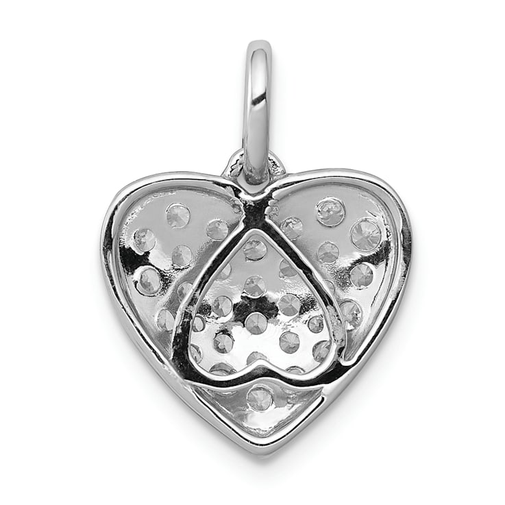 Rhodium Over 14k White Gold Diamond Heart Pendant