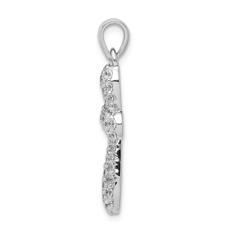Rhodium Over 14k White Gold Diamond Cross Pendant