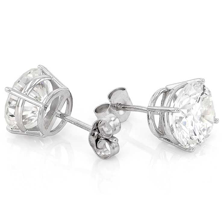 Timeless Lab-Grown Diamond Solitaire Stud Earrings 4ctw In 14K White Gold