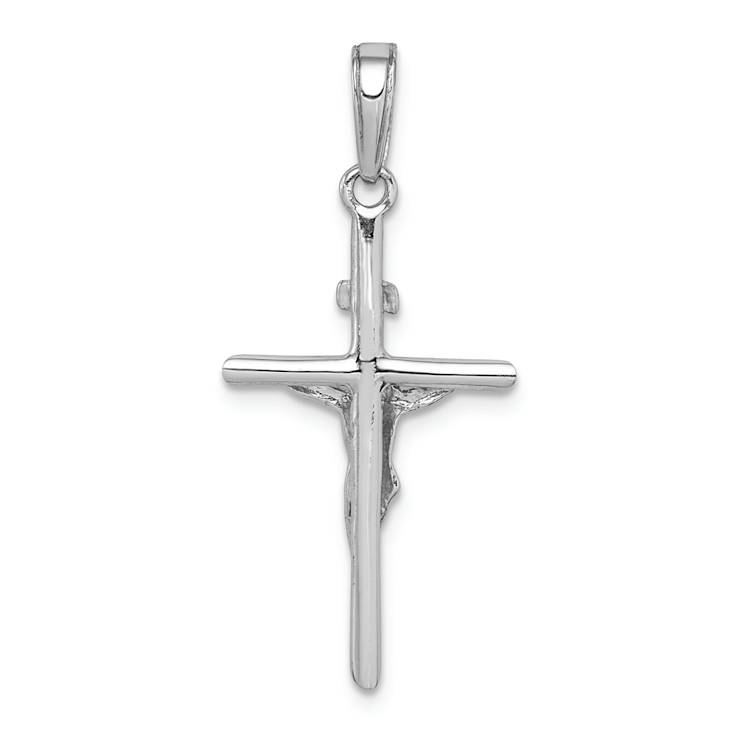 Rhodium Over 14k White Gold Stick Style Crucifix Pendant