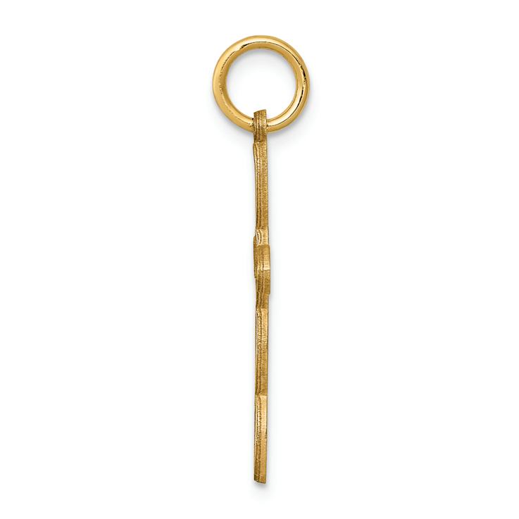 14k Yellow Gold Satin Loop with Center Heart Cross Pendant