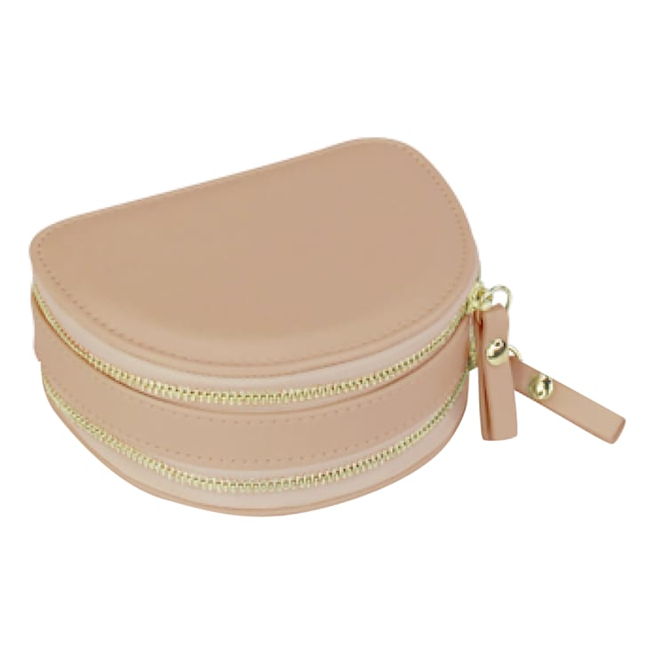 Mele and Co Duo Mini Vegan Leather Travel Jewelry Case Buff