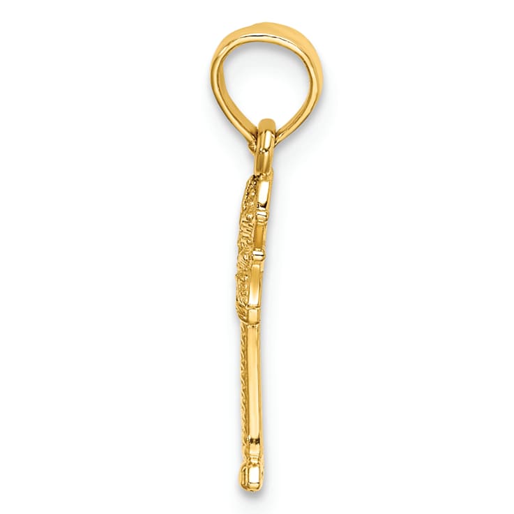 10K Yellow Gold Textured Mini Palmetto Palm Tree Charm