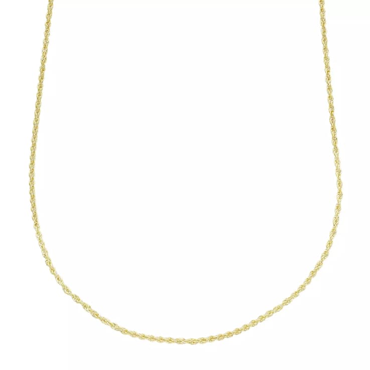 14k Gold 1.5 mm Hollow Rope Chain Necklace - 18"