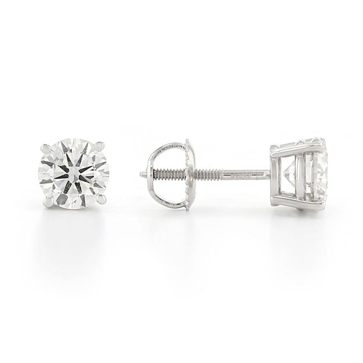 Certified White Lab-Grown Diamond H-I SI 14k White Gold Stud Earrings 2.00ctw