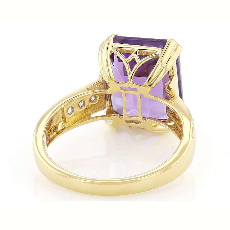 Amethyst And Lab-Grown Diamond Ring In 18K Gold Over Sterling Silver 4.81ctw