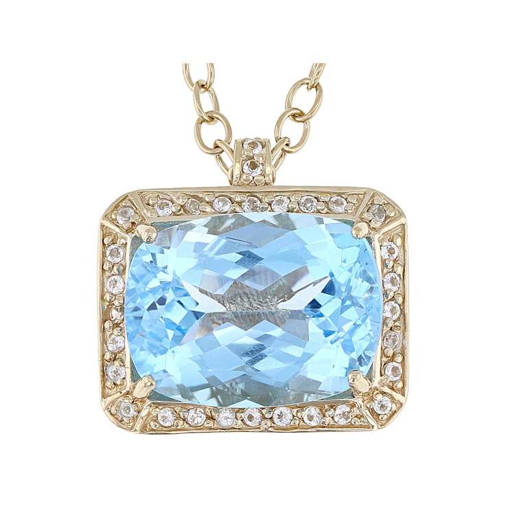 Sky Blue Topaz And White Topaz Pendant Necklace In 18K Gold Over
Sterling Silver 23.90ctw