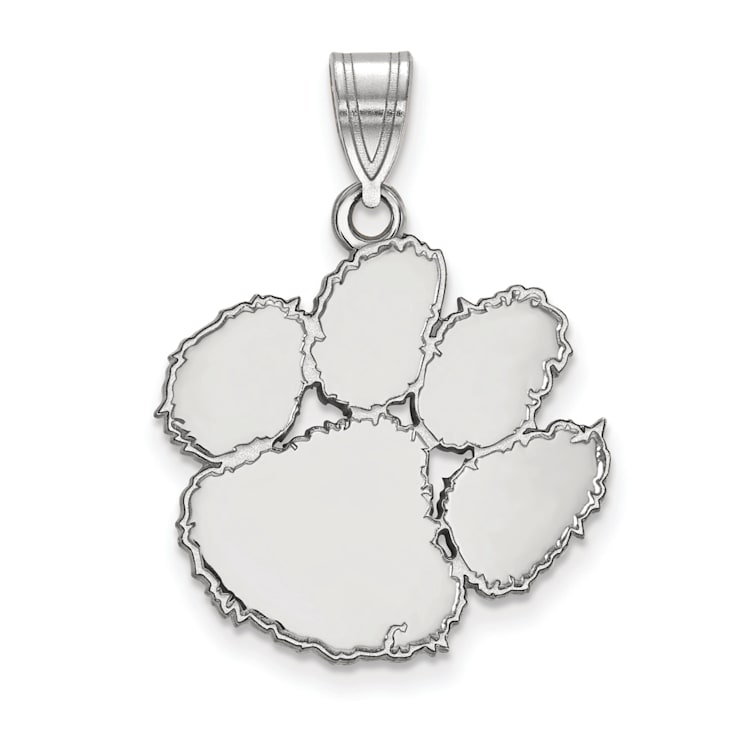 Rhodium Over Sterling Silver LogoArt Clemson University Large Pendant