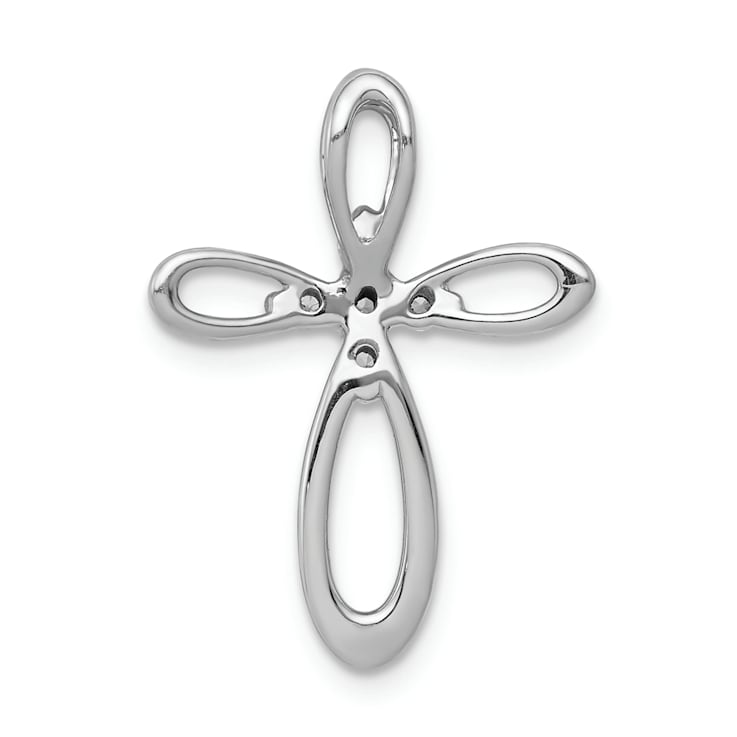 Rhodium Over 14k White Gold Diamond Cross Chain Slide Pendant