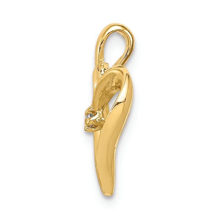 14k Yellow Gold Diamond Heart Pendant
