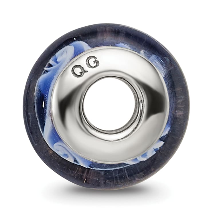 Sterling Silver Blue Hand-blown Glass Bead