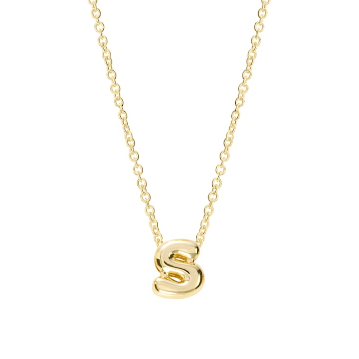 CZ Initial S Tennis Necklace And Pendant Set In 14K Gold Over Brass 4.05ctw