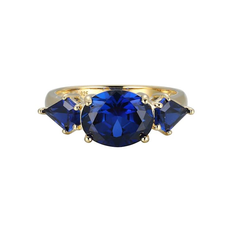 Lab Created Blue Sapphire 18k Yellow Gold Over Sterling Silver September
Birthstone Ring 3.11ctw