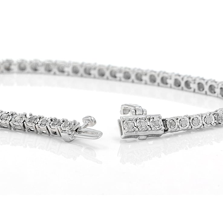 White Diamond Rhodium Over Sterling Silver Tennis Bracelet 0.50ctw