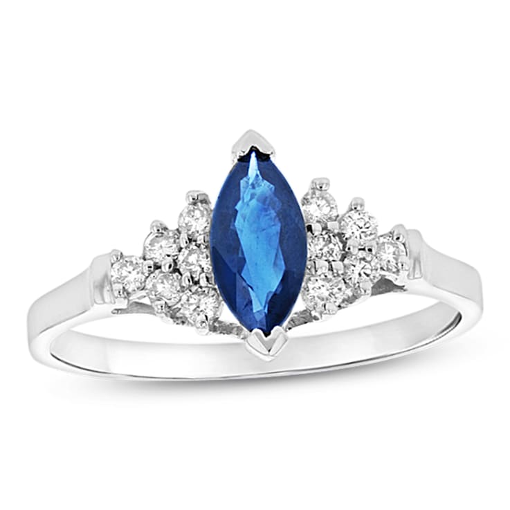 0.69ctw Sapphire and Diamond Ring in 14k White Gold