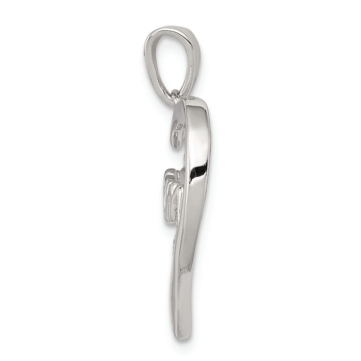 Rhodium Over Sterling Silver MOM Cubic Zirconia Heart Pendant