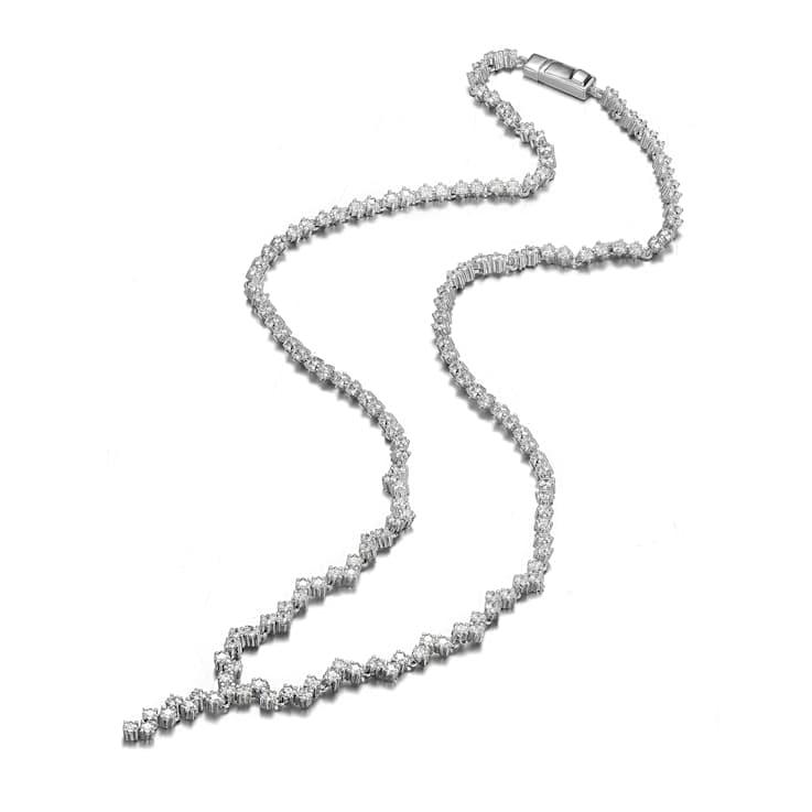 Princess-Cut CZ Zigzag Chain Necklace In Sterling Silver