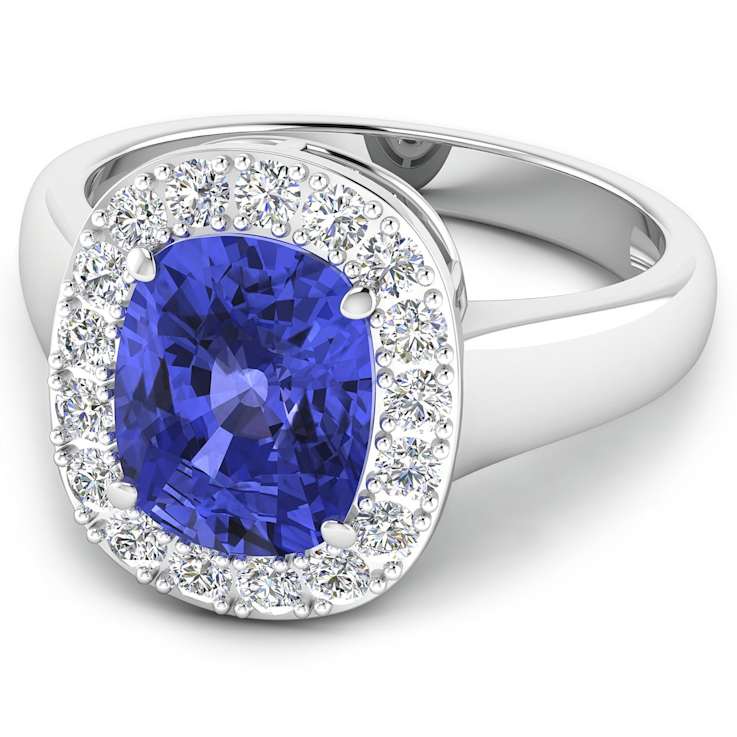 3.41ctw Violet Tanzanite and Diamond 14K White Gold Halo Ring