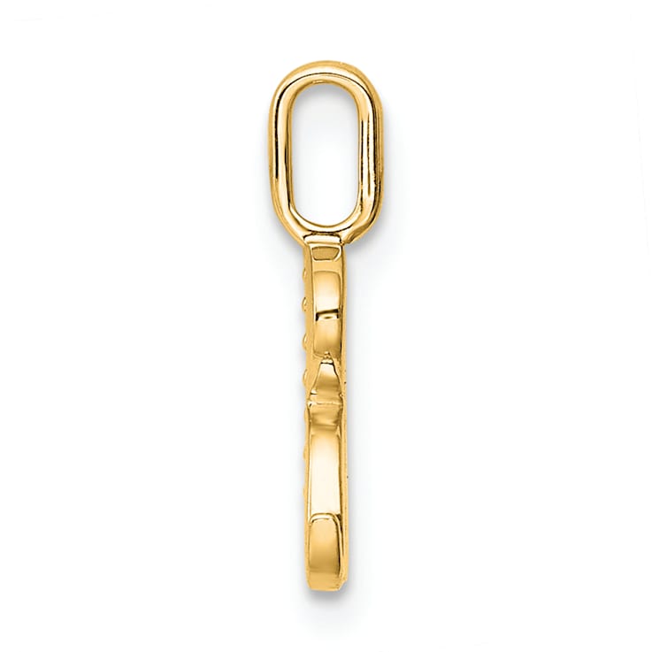 14K Yellow Gold Diamond Letter R Initial Pendant