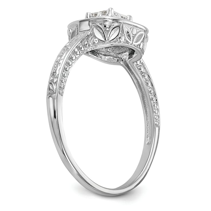 Rhodium Over 14K White Gold Diamond Cluster Engagement Ring 0.22ctw