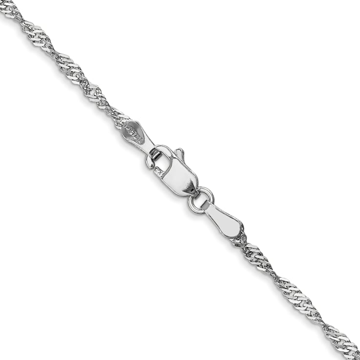 14K White Gold 1.7mm Singapore Chain Bracelet