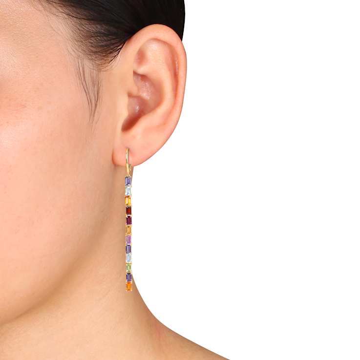 Multi Gem 14K Yellow Gold Earrings 7.82ctw