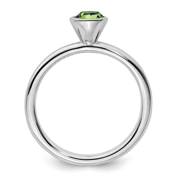 Sterling Silver Stackable Expressions High 5mm Green Crystal Ring