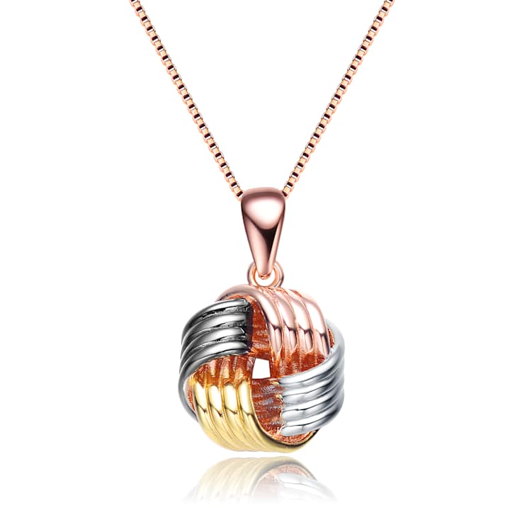 Knot Pendant Necklace In 18K Rose Gold Over Sterling Silver