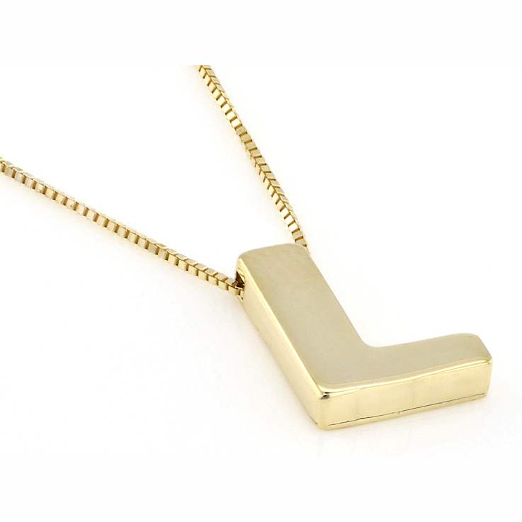 Block Letter L Initial Necklace In 10K Yellow Gold