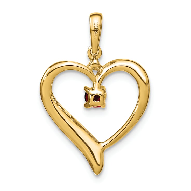 14k Yellow Gold Garnet and Diamond Heart Pendant