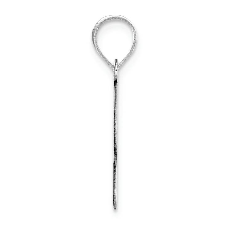 Rhodium Over 14k White Gold Polished Bubble Letter R Initial Pendant