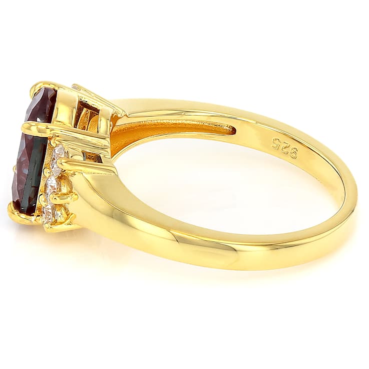 Lab-Created Alexandrite And Lab-Grown Diamond Ring In 18K Gold Over
Sterling Silver 2.81ctw